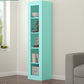 Scandinavian Steel Vertical Standard Bookcase with Clear Toughened Glass Door 15.7"L x 13.8"W x 66.9"H Aqua Clearhalo 'Bookcases' 'furn' 'furn_bookcases' 'Furniture' 'furniture_bookcases' 'kitchen' 'kitchen_bookcases' 'Living Room Furniture' 'Office Furniture' 4765634