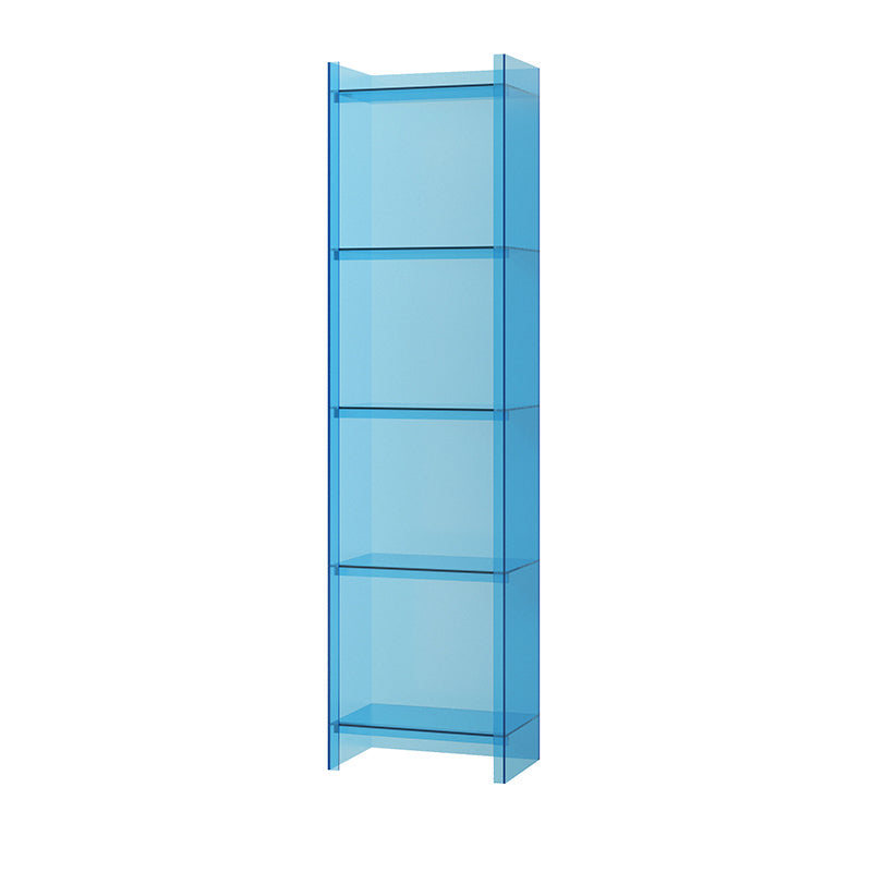 Scandinavian Acrylic Standard Bookshelf Vertical Closed Back Bookshelf for Living Room 15.7"L x 9.8"W x 59.8"H Blue Clearhalo 'Bookcases' 'furn' 'furn_bookcases' 'Furniture' 'furniture_bookcases' 'kitchen' 'kitchen_bookcases' 'Living Room Furniture' 'Office Furniture' 4765645