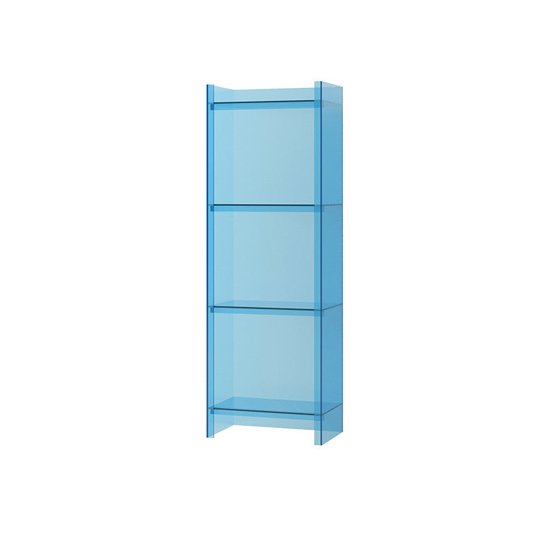 Scandinavian Acrylic Standard Bookshelf Vertical Closed Back Bookshelf for Living Room 15.7"L x 9.8"W x 46.5"H Blue Clearhalo 'Bookcases' 'furn' 'furn_bookcases' 'Furniture' 'furniture_bookcases' 'kitchen' 'kitchen_bookcases' 'Living Room Furniture' 'Office Furniture' 4765646
