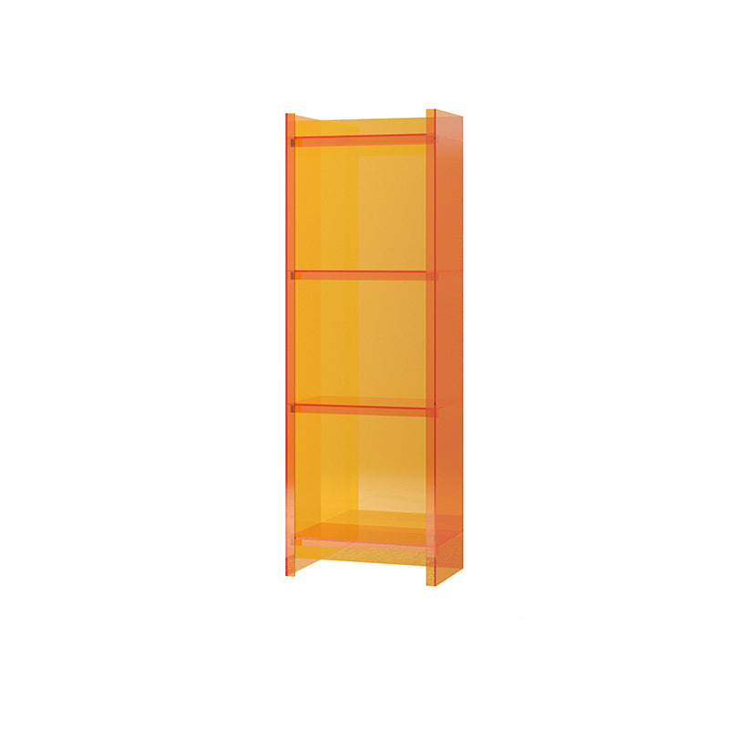 Scandinavian Acrylic Standard Bookshelf Vertical Closed Back Bookshelf for Living Room 15.7"L x 9.8"W x 46.5"H Orange Clearhalo 'Bookcases' 'furn' 'furn_bookcases' 'Furniture' 'furniture_bookcases' 'kitchen' 'kitchen_bookcases' 'Living Room Furniture' 'Office Furniture' 4765654