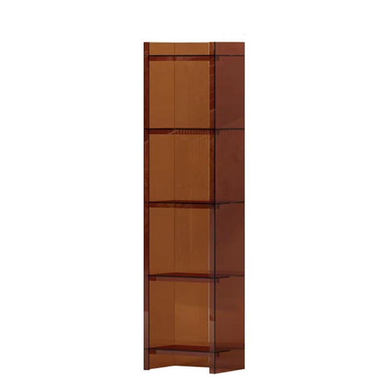 Scandinavian Acrylic Standard Bookshelf Vertical Closed Back Bookshelf for Living Room 15.7"L x 9.8"W x 59.8"H Brown Clearhalo 'Bookcases' 'furn' 'furn_bookcases' 'Furniture' 'furniture_bookcases' 'kitchen' 'kitchen_bookcases' 'Living Room Furniture' 'Office Furniture' 4765656
