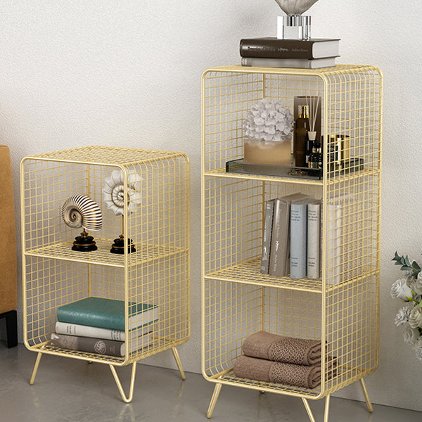 Modern Metal Standard Bookshelf Gold and Black Iron Closed Back Bookshelf Clearhalo 'Bookcases' 'furn' 'furn_bookcases' 'Furniture' 'furniture_bookcases' 'kitchen' 'kitchen_bookcases' 'Living Room Furniture' 'Office Furniture' 4765707