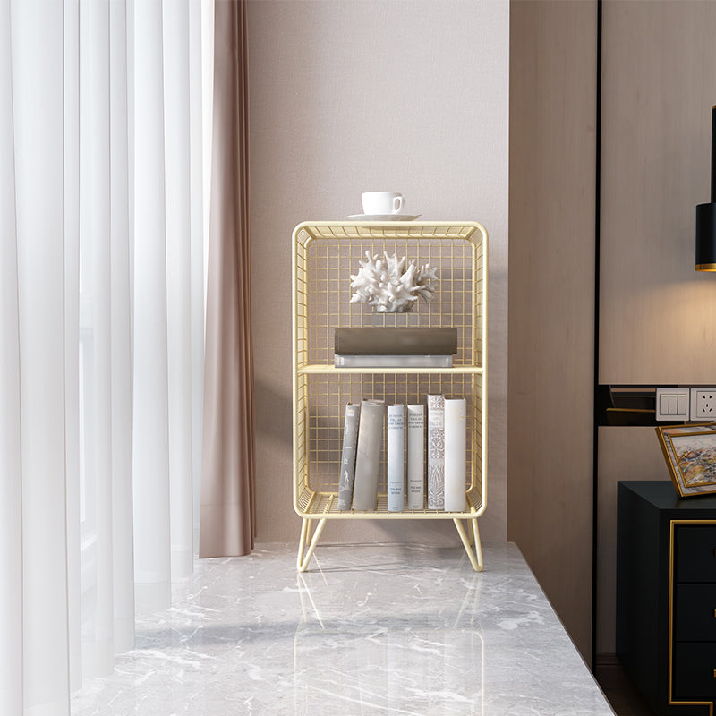 Modern Metal Standard Bookshelf Gold and Black Iron Closed Back Bookshelf Clearhalo 'Bookcases' 'furn' 'furn_bookcases' 'Furniture' 'furniture_bookcases' 'kitchen' 'kitchen_bookcases' 'Living Room Furniture' 'Office Furniture' 4765711