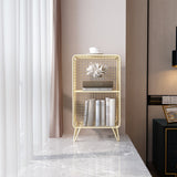 Modern Metal Standard Bookshelf Gold and Black Iron Closed Back Bookshelf Clearhalo 'Bookcases' 'furn' 'furn_bookcases' 'Furniture' 'furniture_bookcases' 'kitchen' 'kitchen_bookcases' 'Living Room Furniture' 'Office Furniture' 4765711