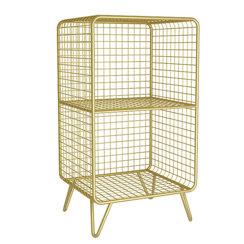 Modern Metal Standard Bookshelf Gold and Black Iron Closed Back Bookshelf 14"L x 12"W x 26"H Gold Clearhalo 'Bookcases' 'furn' 'furn_bookcases' 'Furniture' 'furniture_bookcases' 'kitchen' 'kitchen_bookcases' 'Living Room Furniture' 'Office Furniture' 4765713