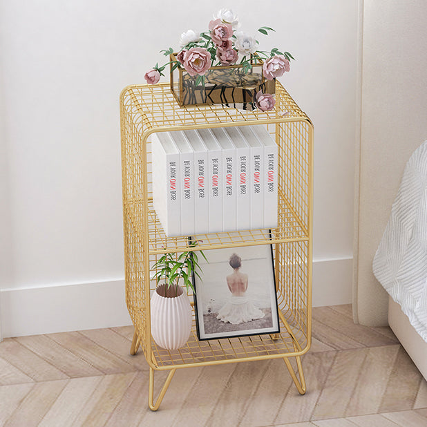 Modern Metal Standard Bookshelf Gold and Black Iron Closed Back Bookshelf Clearhalo 'Bookcases' 'furn' 'furn_bookcases' 'Furniture' 'furniture_bookcases' 'kitchen' 'kitchen_bookcases' 'Living Room Furniture' 'Office Furniture' 4765721