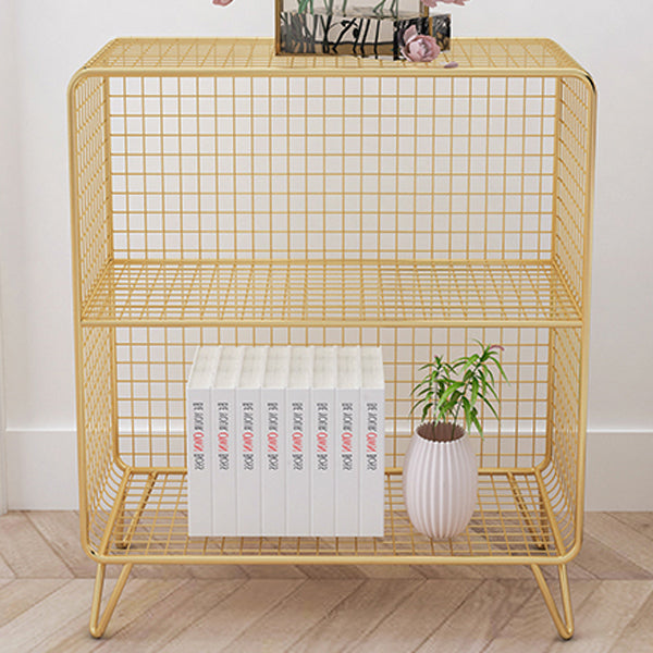 Modern Metal Standard Bookshelf Gold and Black Iron Closed Back Bookshelf Clearhalo 'Bookcases' 'furn' 'furn_bookcases' 'Furniture' 'furniture_bookcases' 'kitchen' 'kitchen_bookcases' 'Living Room Furniture' 'Office Furniture' 4765724