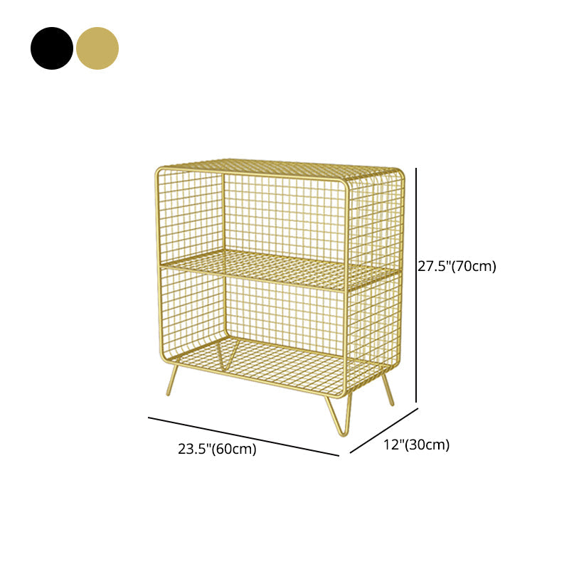 Modern Metal Standard Bookshelf Gold and Black Iron Closed Back Bookshelf Clearhalo 'Bookcases' 'furn' 'furn_bookcases' 'Furniture' 'furniture_bookcases' 'kitchen' 'kitchen_bookcases' 'Living Room Furniture' 'Office Furniture' 4765729