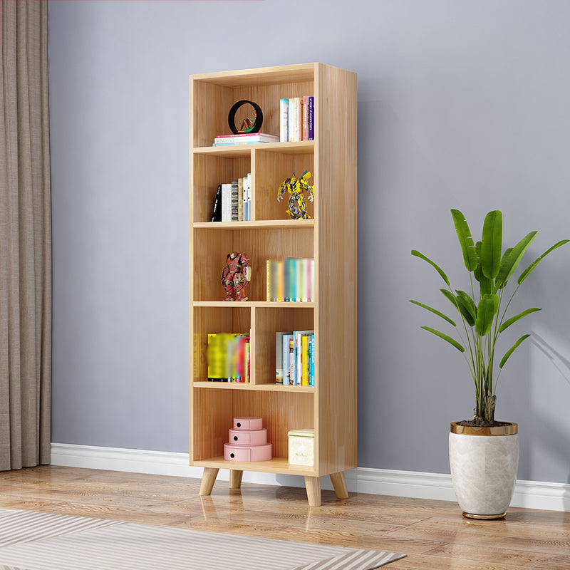Modern Manufactured Wood Standard Bookcase Natural Vertical Bookcase 23.6"L x 11.8"W x 66.9"H Bookcases Clearhalo 'Bookcases' 'furn' 'furn_bookcases' 'Furniture' 'furniture_bookcases' 'kitchen' 'kitchen_bookcases' 'Living Room Furniture' 'Office Furniture' 4765742