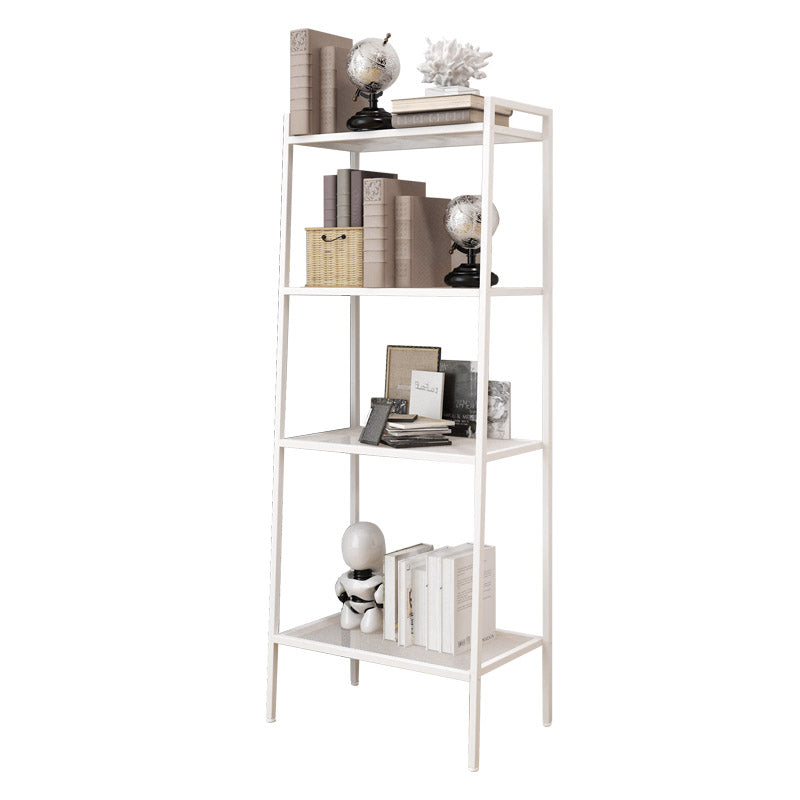 Contemporary Open Ladder Bookshelf Metal Vertical Bookshelf for Bedroom 23.6"L x 13.8"W x 57.9"H White Clearhalo 'Bookcases' 'furn' 'furn_bookcases' 'Furniture' 'furniture_bookcases' 'kitchen' 'kitchen_bookcases' 'Living Room Furniture' 'Office Furniture' 4765771