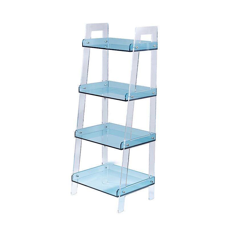 Acrylic Bookshelf Scandinavian Style Open Back Bookcase for Office and Study Room 17.7"L x 14.2"W x 33.5"H Blue Clearhalo 'Bookcases' 'furn' 'furn_bookcases' 'Furniture' 'furniture_bookcases' 'kitchen' 'kitchen_bookcases' 'Living Room Furniture' 'Office Furniture' 4765789