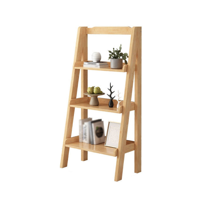 Modern Style Ladder Bookshelf Solid Wood Open Shelf Bookcase 23.6"L x 12.6"W x 47.2"H Natural Clearhalo 'Bookcases' 'furn' 'furn_bookcases' 'Furniture' 'furniture_bookcases' 'kitchen' 'kitchen_bookcases' 'Living Room Furniture' 'Office Furniture' 4765811