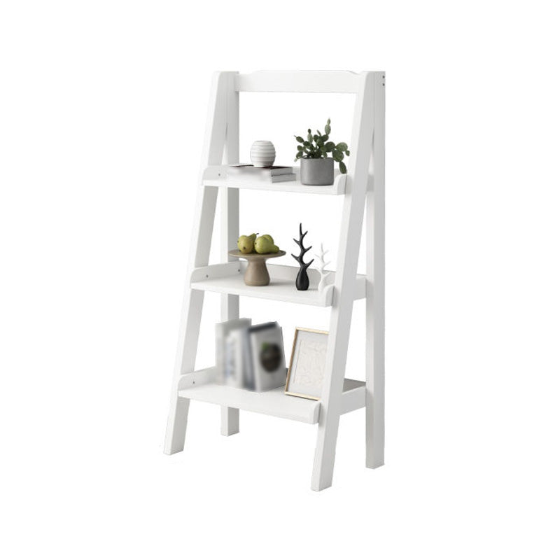 Modern Style Ladder Bookshelf Solid Wood Open Shelf Bookcase 23.6"L x 12.6"W x 47.2"H White Clearhalo 'Bookcases' 'furn' 'furn_bookcases' 'Furniture' 'furniture_bookcases' 'kitchen' 'kitchen_bookcases' 'Living Room Furniture' 'Office Furniture' 4765813