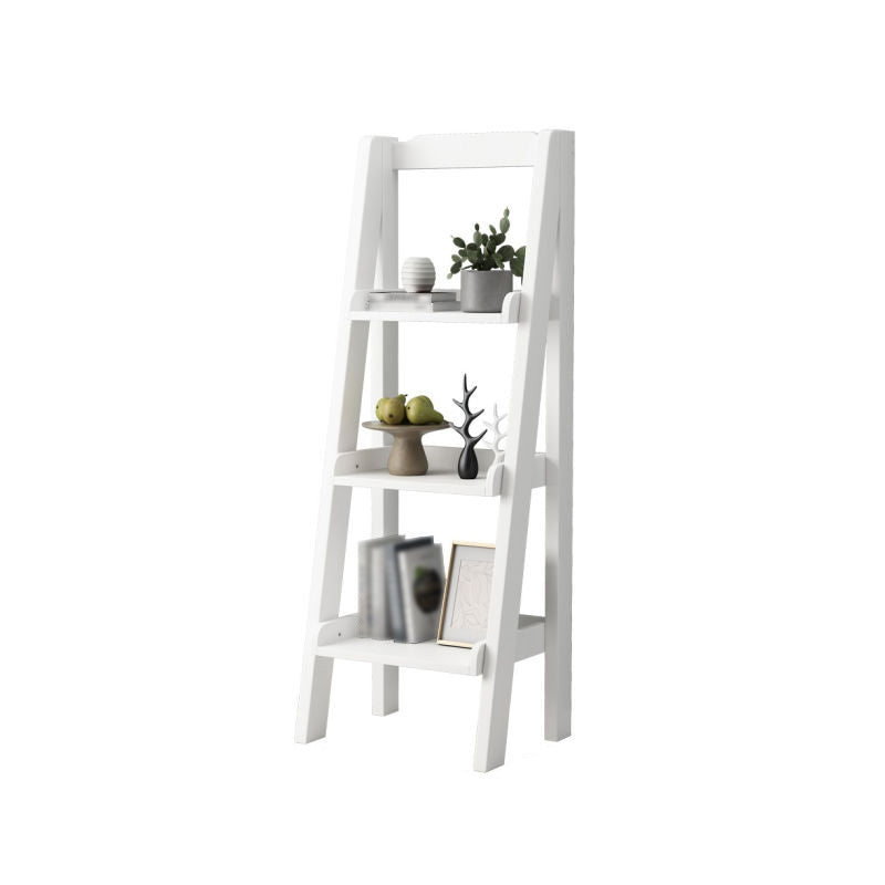Modern Style Ladder Bookshelf Solid Wood Open Shelf Bookcase 17.3"L x 12.6"W x 47.2"H White Clearhalo 'Bookcases' 'furn' 'furn_bookcases' 'Furniture' 'furniture_bookcases' 'kitchen' 'kitchen_bookcases' 'Living Room Furniture' 'Office Furniture' 4765814