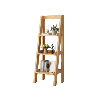 Modern Style Ladder Bookshelf Solid Wood Open Shelf Bookcase 17.3"L x 12.6"W x 47.2"H Natural Clearhalo 'Bookcases' 'furn' 'furn_bookcases' 'Furniture' 'furniture_bookcases' 'kitchen' 'kitchen_bookcases' 'Living Room Furniture' 'Office Furniture' 4765819