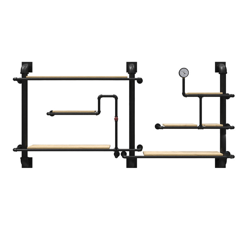 Metal Floating Bookcase Industrial Style Wall Mounted Closed Back Shelf 94.5"L x 7.9"W x 47.2"H Clearhalo 'Bookcases' 'furn' 'furn_bookcases' 'Furniture' 'furniture_bookcases' 'kitchen' 'kitchen_bookcases' 'Living Room Furniture' 'Office Furniture' 4765858