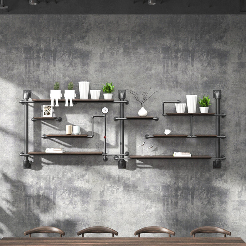 Metal Floating Bookcase Industrial Style Wall Mounted Closed Back Shelf 118.1"L x 7.9"W x 47.2"H Clearhalo 'Bookcases' 'furn' 'furn_bookcases' 'Furniture' 'furniture_bookcases' 'kitchen' 'kitchen_bookcases' 'Living Room Furniture' 'Office Furniture' 4765861