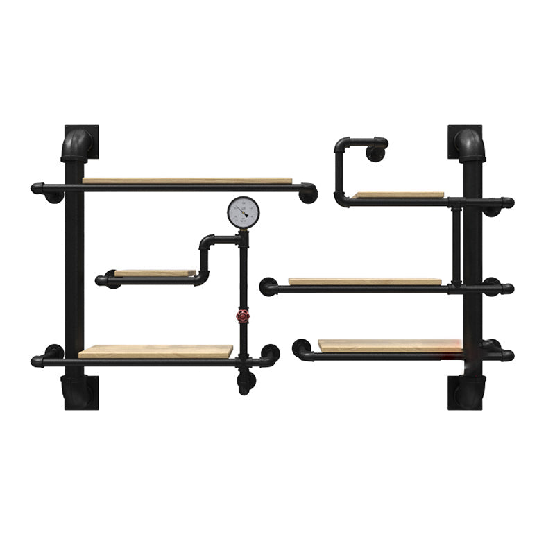 Metal Floating Bookcase Industrial Style Wall Mounted Closed Back Shelf 63"L x 7.9"W x 39.4"H Clearhalo 'Bookcases' 'furn' 'furn_bookcases' 'Furniture' 'furniture_bookcases' 'kitchen' 'kitchen_bookcases' 'Living Room Furniture' 'Office Furniture' 4765862