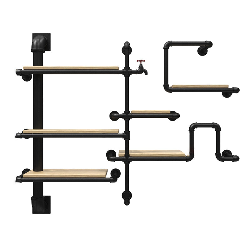 Metal Floating Bookcase Industrial Style Wall Mounted Closed Back Shelf 55.1"L x 7.9"W x 47.2"H Clearhalo 'Bookcases' 'furn' 'furn_bookcases' 'Furniture' 'furniture_bookcases' 'kitchen' 'kitchen_bookcases' 'Living Room Furniture' 'Office Furniture' 4765864