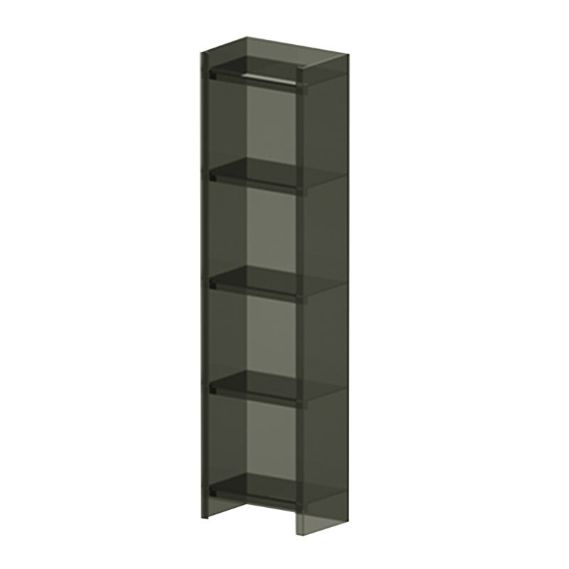 Acrylic Bookcase Scandinavian Style Closed Back Bookshelf for Office and Study Room 15.7"L x 9.8"W x 59.8"H Black Clearhalo 'Bookcases' 'furn' 'furn_bookcases' 'Furniture' 'furniture_bookcases' 'kitchen' 'kitchen_bookcases' 'Living Room Furniture' 'Office Furniture' 4765890