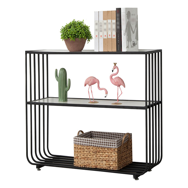 Glam Style Shelf Bookcase Open Back Bookcase for Office and Study Room Black White Clearhalo 'Bookcases' 'furn' 'furn_bookcases' 'Furniture' 'furniture_bookcases' 'kitchen' 'kitchen_bookcases' 'Living Room Furniture' 'Office Furniture' 4765938