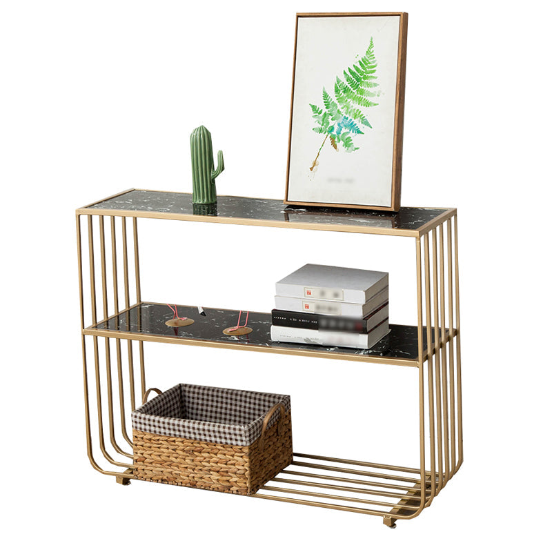 Glam Style Shelf Bookcase Open Back Bookcase for Office and Study Room Gray-Gold Clearhalo 'Bookcases' 'furn' 'furn_bookcases' 'Furniture' 'furniture_bookcases' 'kitchen' 'kitchen_bookcases' 'Living Room Furniture' 'Office Furniture' 4765941