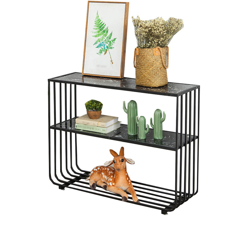 Glam Style Shelf Bookcase Open Back Bookcase for Office and Study Room Black-Dark Gray Clearhalo 'Bookcases' 'furn' 'furn_bookcases' 'Furniture' 'furniture_bookcases' 'kitchen' 'kitchen_bookcases' 'Living Room Furniture' 'Office Furniture' 4765943