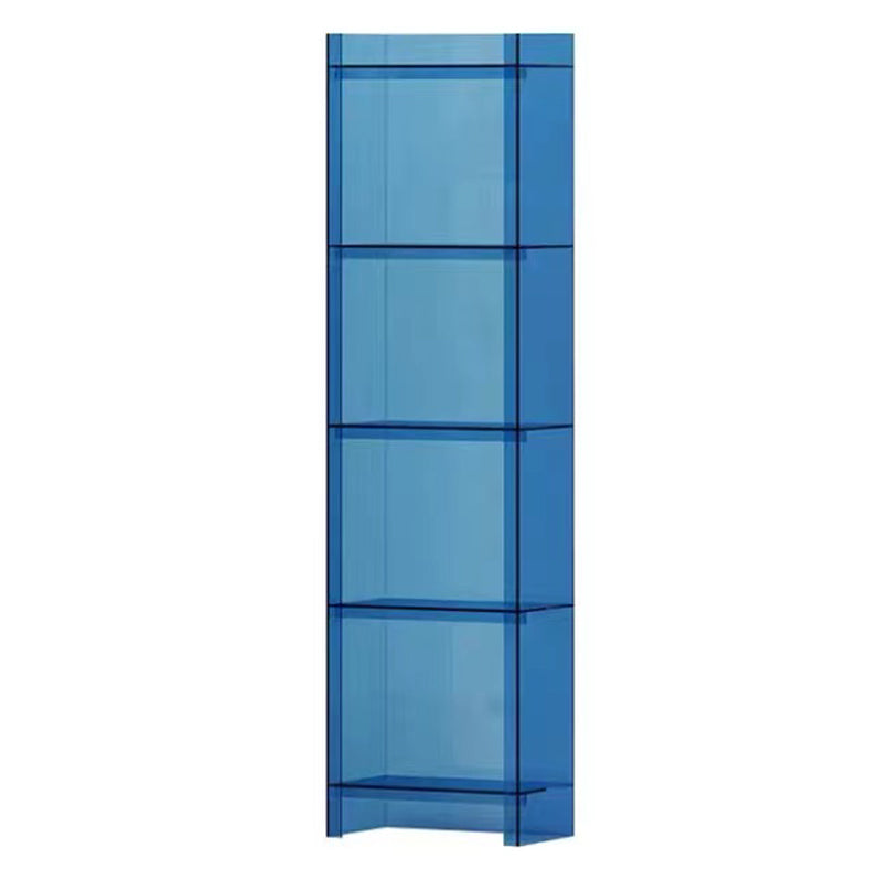 Acrylic Bookcase Scandinavian Style Closed Back Bookshelf for Office and Home 15.7"L x 9.8"W x 59.8"H Blue Clearhalo 'Bookcases' 'furn' 'furn_bookcases' 'Furniture' 'furniture_bookcases' 'kitchen' 'kitchen_bookcases' 'Living Room Furniture' 'Office Furniture' 4765967