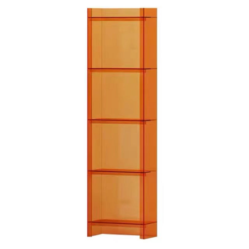 Acrylic Bookcase Scandinavian Style Closed Back Bookshelf for Office and Home 15.7"L x 9.8"W x 59.8"H Orange Clearhalo 'Bookcases' 'furn' 'furn_bookcases' 'Furniture' 'furniture_bookcases' 'kitchen' 'kitchen_bookcases' 'Living Room Furniture' 'Office Furniture' 4765975