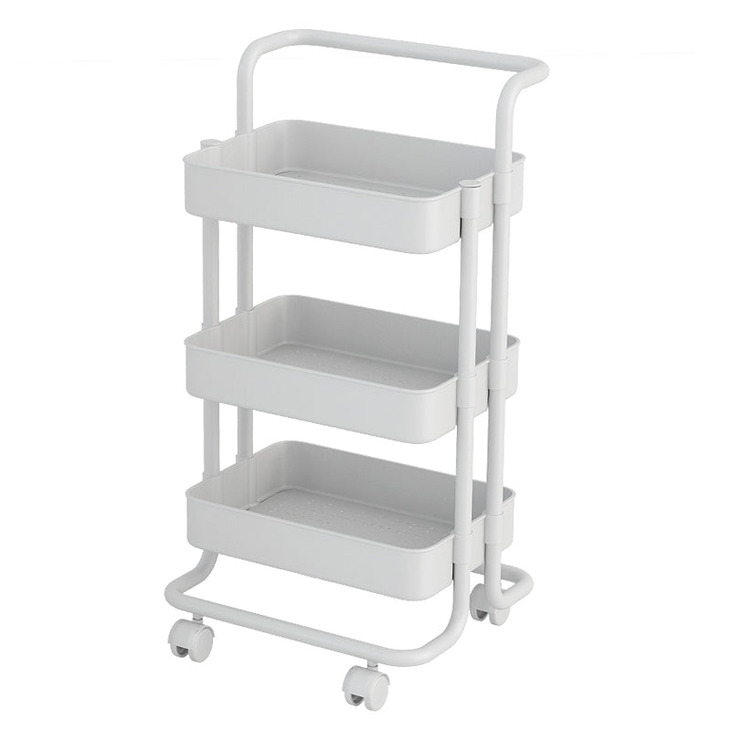 Industrial Vertical Etagere Bookshelf Iron Frame Plastic Shelf with Caster Wheels 16.7"L x 15.4"W x 35"H White Clearhalo 'Bookcases' 'furn' 'furn_bookcases' 'Furniture' 'furniture_bookcases' 'kitchen' 'kitchen_bookcases' 'Living Room Furniture' 'Office Furniture' 4765982