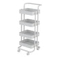 Industrial Vertical Etagere Bookshelf Iron Frame Plastic Shelf with Caster Wheels 16.7"L x 15.4"W x 46.9"H White Clearhalo 'Bookcases' 'furn' 'furn_bookcases' 'Furniture' 'furniture_bookcases' 'kitchen' 'kitchen_bookcases' 'Living Room Furniture' 'Office Furniture' 4765984