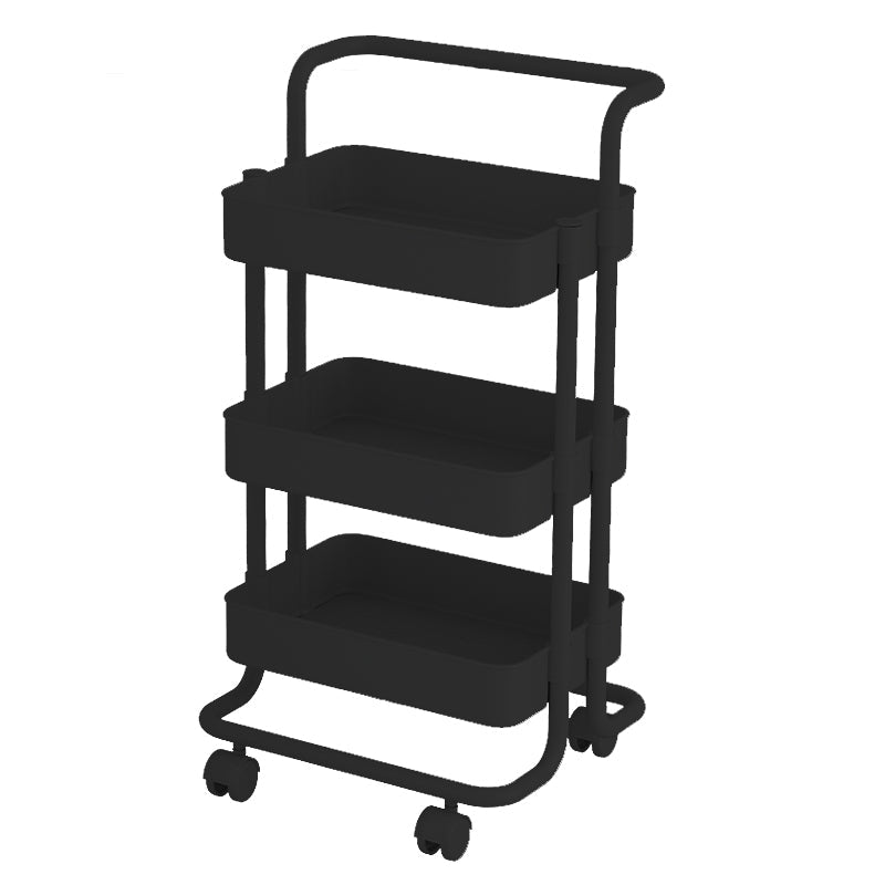 Industrial Vertical Etagere Bookshelf Iron Frame Plastic Shelf with Caster Wheels 16.7"L x 15.4"W x 35"H Black Clearhalo 'Bookcases' 'furn' 'furn_bookcases' 'Furniture' 'furniture_bookcases' 'kitchen' 'kitchen_bookcases' 'Living Room Furniture' 'Office Furniture' 4765985