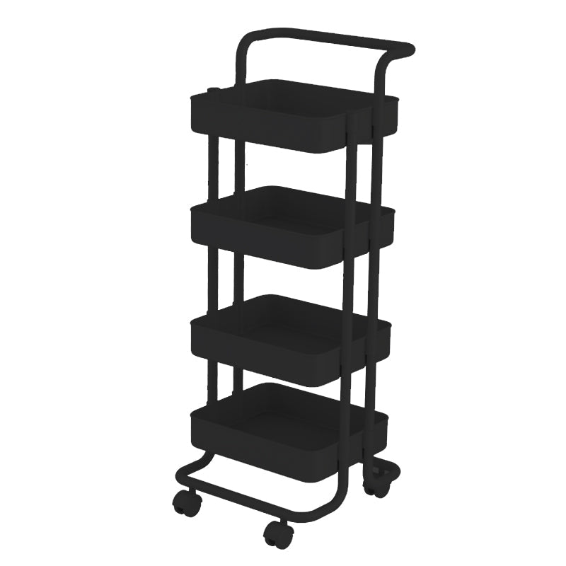 Industrial Vertical Etagere Bookshelf Iron Frame Plastic Shelf with Caster Wheels 16.7"L x 15.4"W x 46.9"H Black Clearhalo 'Bookcases' 'furn' 'furn_bookcases' 'Furniture' 'furniture_bookcases' 'kitchen' 'kitchen_bookcases' 'Living Room Furniture' 'Office Furniture' 4765987