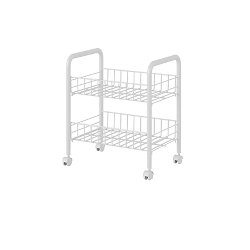 Industrial Vertical Etagere Bookshelf Iron Frame Plastic Shelf with Caster Wheels 15"L x 10.6"W x 16.9"H White Clearhalo 'Bookcases' 'furn' 'furn_bookcases' 'Furniture' 'furniture_bookcases' 'kitchen' 'kitchen_bookcases' 'Living Room Furniture' 'Office Furniture' 4765990