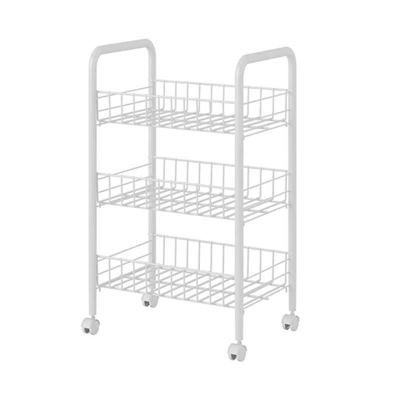 Industrial Vertical Etagere Bookshelf Iron Frame Plastic Shelf with Caster Wheels 15"L x 10.6"W x 24.8"H White Clearhalo 'Bookcases' 'furn' 'furn_bookcases' 'Furniture' 'furniture_bookcases' 'kitchen' 'kitchen_bookcases' 'Living Room Furniture' 'Office Furniture' 4765992