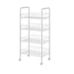 Industrial Vertical Etagere Bookshelf Iron Frame Plastic Shelf with Caster Wheels 15"L x 10.6"W x 33.5"H White Clearhalo 'Bookcases' 'furn' 'furn_bookcases' 'Furniture' 'furniture_bookcases' 'kitchen' 'kitchen_bookcases' 'Living Room Furniture' 'Office Furniture' 4765994