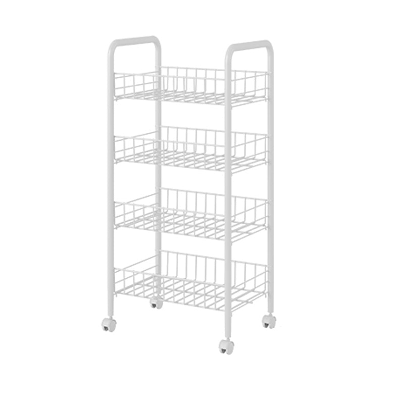 Industrial Vertical Etagere Bookshelf Iron Frame Plastic Shelf with Caster Wheels 15"L x 10.6"W x 33.5"H White Clearhalo 'Bookcases' 'furn' 'furn_bookcases' 'Furniture' 'furniture_bookcases' 'kitchen' 'kitchen_bookcases' 'Living Room Furniture' 'Office Furniture' 4765994