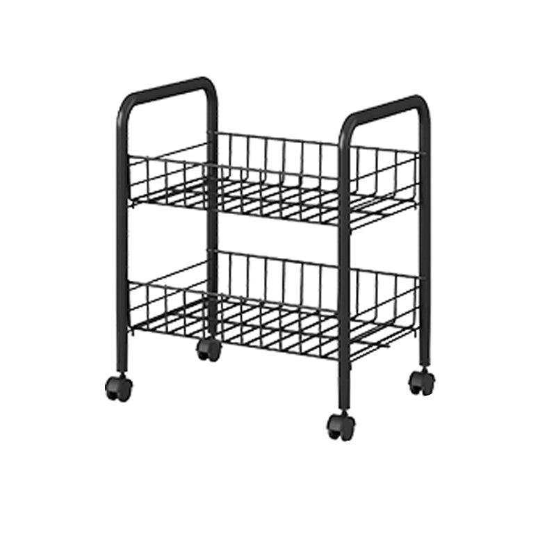 Industrial Vertical Etagere Bookshelf Iron Frame Plastic Shelf with Caster Wheels 15"L x 10.6"W x 16.9"H Black Clearhalo 'Bookcases' 'furn' 'furn_bookcases' 'Furniture' 'furniture_bookcases' 'kitchen' 'kitchen_bookcases' 'Living Room Furniture' 'Office Furniture' 4765997