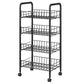Industrial Vertical Etagere Bookshelf Iron Frame Plastic Shelf with Caster Wheels 15"L x 10.6"W x 33.5"H Black Clearhalo 'Bookcases' 'furn' 'furn_bookcases' 'Furniture' 'furniture_bookcases' 'kitchen' 'kitchen_bookcases' 'Living Room Furniture' 'Office Furniture' 4766001