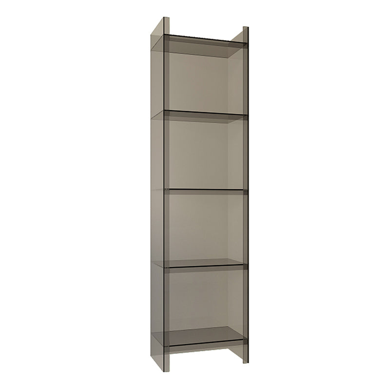 Scandinavian Style Shelf Bookcase Acrylic Closed Back Bookshelf for Office and Study Room 15.7"L x 9.8"W x 59.8"H Grey Clearhalo 'Bookcases' 'furn' 'furn_bookcases' 'Furniture' 'furniture_bookcases' 'kitchen' 'kitchen_bookcases' 'Living Room Furniture' 'Office Furniture' 4766012