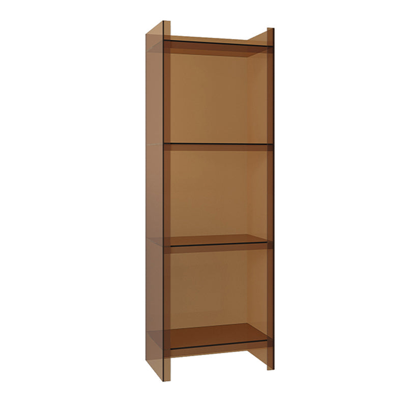 Scandinavian Style Shelf Bookcase Acrylic Closed Back Bookshelf for Office and Study Room 15.7"L x 9.8"W x 46.5"H Brown Clearhalo 'Bookcases' 'furn' 'furn_bookcases' 'Furniture' 'furniture_bookcases' 'kitchen' 'kitchen_bookcases' 'Living Room Furniture' 'Office Furniture' 4766015
