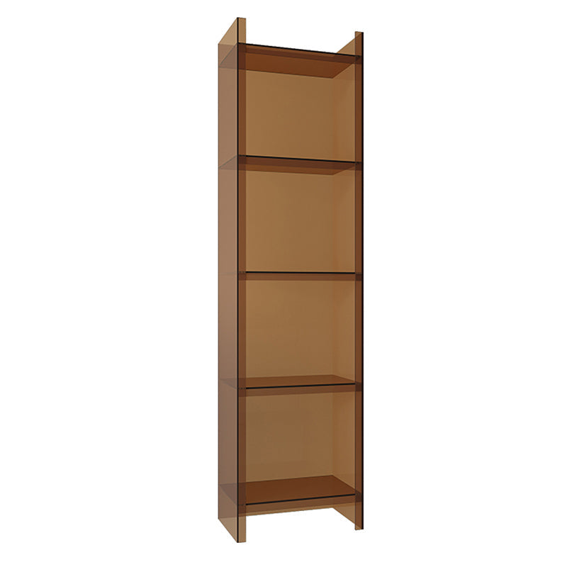 Scandinavian Style Shelf Bookcase Acrylic Closed Back Bookshelf for Office and Study Room 15.7"L x 9.8"W x 59.8"H Brown Clearhalo 'Bookcases' 'furn' 'furn_bookcases' 'Furniture' 'furniture_bookcases' 'kitchen' 'kitchen_bookcases' 'Living Room Furniture' 'Office Furniture' 4766017