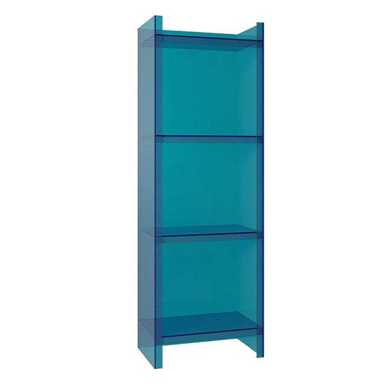 Scandinavian Style Shelf Bookcase Acrylic Closed Back Bookshelf for Office and Study Room 15.7"L x 9.8"W x 46.5"H Blue Clearhalo 'Bookcases' 'furn' 'furn_bookcases' 'Furniture' 'furniture_bookcases' 'kitchen' 'kitchen_bookcases' 'Living Room Furniture' 'Office Furniture' 4766019