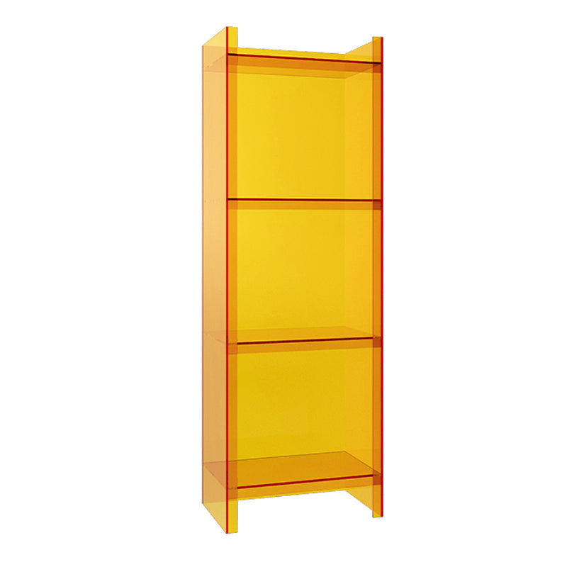 Scandinavian Style Shelf Bookcase Acrylic Closed Back Bookshelf for Office and Study Room 15.7"L x 9.8"W x 46.5"H Orange Clearhalo 'Bookcases' 'furn' 'furn_bookcases' 'Furniture' 'furniture_bookcases' 'kitchen' 'kitchen_bookcases' 'Living Room Furniture' 'Office Furniture' 4766030