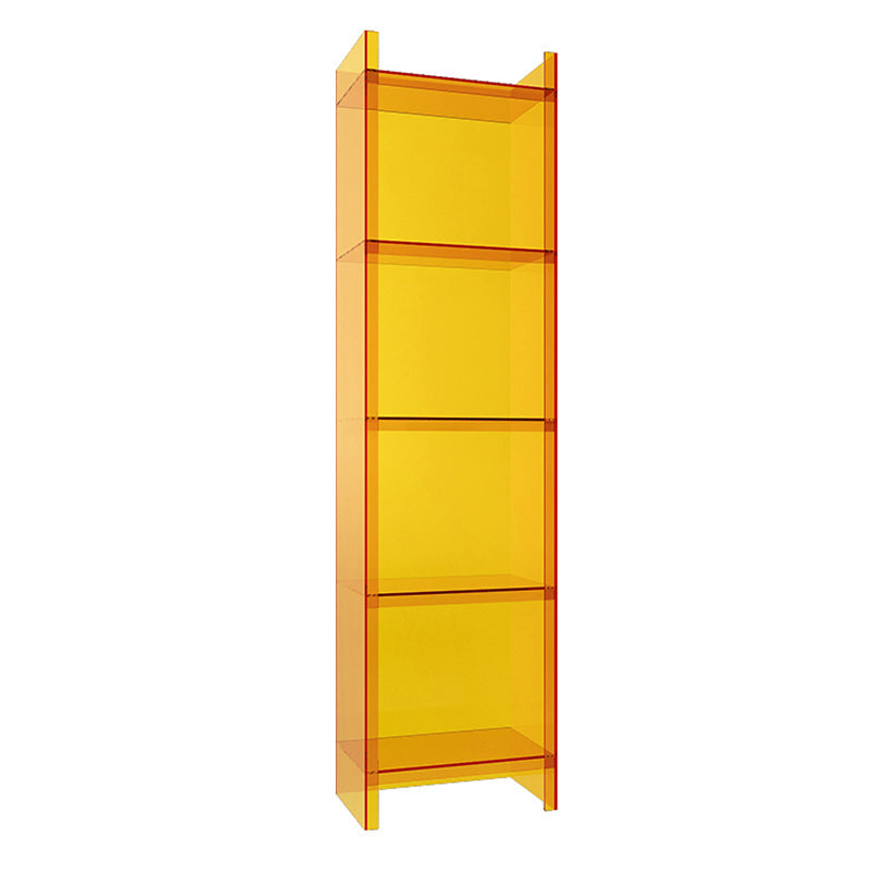 Scandinavian Style Shelf Bookcase Acrylic Closed Back Bookshelf for Office and Study Room 15.7"L x 9.8"W x 59.8"H Orange Clearhalo 'Bookcases' 'furn' 'furn_bookcases' 'Furniture' 'furniture_bookcases' 'kitchen' 'kitchen_bookcases' 'Living Room Furniture' 'Office Furniture' 4766032