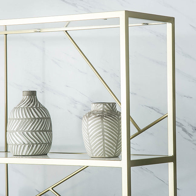Scandinavian Open Etagere Bookshelf with Gold Iron Frame White Manufactured Wood Shelf Clearhalo 'Bookcases' 'furn' 'furn_bookcases' 'Furniture' 'furniture_bookcases' 'kitchen' 'kitchen_bookcases' 'Living Room Furniture' 'Office Furniture' 4766059