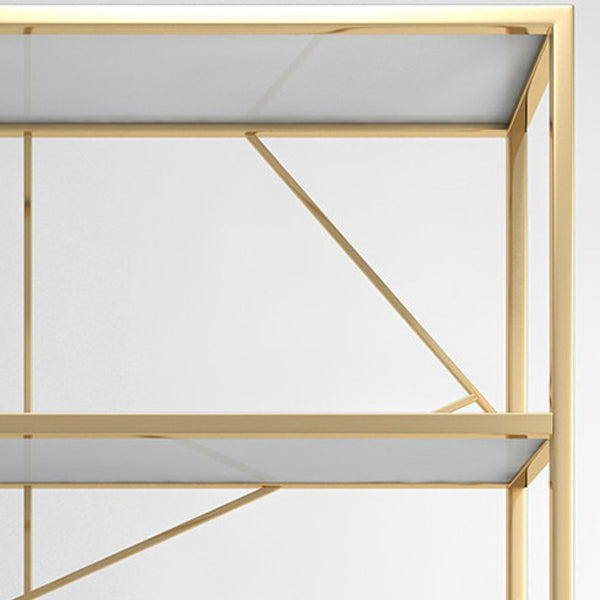 Scandinavian Open Etagere Bookshelf with Gold Iron Frame White Manufactured Wood Shelf Clearhalo 'Bookcases' 'furn' 'furn_bookcases' 'Furniture' 'furniture_bookcases' 'kitchen' 'kitchen_bookcases' 'Living Room Furniture' 'Office Furniture' 4766060