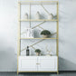Scandinavian Open Etagere Bookshelf with Gold Iron Frame White Manufactured Wood Shelf Clearhalo 'Bookcases' 'furn' 'furn_bookcases' 'Furniture' 'furniture_bookcases' 'kitchen' 'kitchen_bookcases' 'Living Room Furniture' 'Office Furniture' 4766061