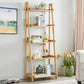 Modern Style Ladder Bookshelf Solid Wood Shelf Bookcase for Study Room 23.6"L x 15"W x 64.2"H Natural Clearhalo 'Bookcases' 'furn' 'furn_bookcases' 'Furniture' 'furniture_bookcases' 'kitchen' 'kitchen_bookcases' 'Living Room Furniture' 'Office Furniture' 4766071
