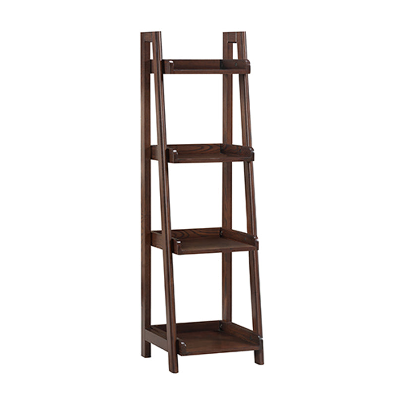 Modern Style Ladder Bookshelf Solid Wood Shelf Bookcase for Study Room 18.9"L x 15"W x 51.2"H Walnut Clearhalo 'Bookcases' 'furn' 'furn_bookcases' 'Furniture' 'furniture_bookcases' 'kitchen' 'kitchen_bookcases' 'Living Room Furniture' 'Office Furniture' 4766080